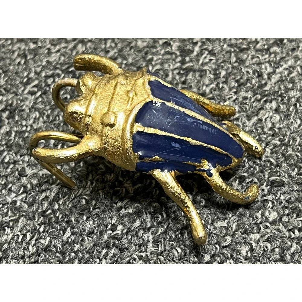 Cast Brass Egyptian Scarab Beetle Paperweight 3” - Vintage!